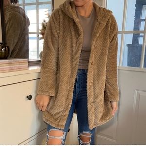 Womens fleece button hoodie